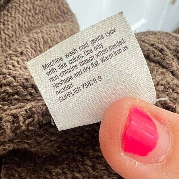 St. John’s Bay brown turtleneck neck knit zip up sweater jacket with pockets - Picture 8 of 11